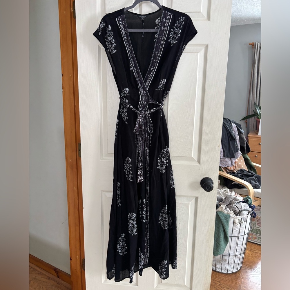 Lucky Brand Black and white Maxi wrap Dress